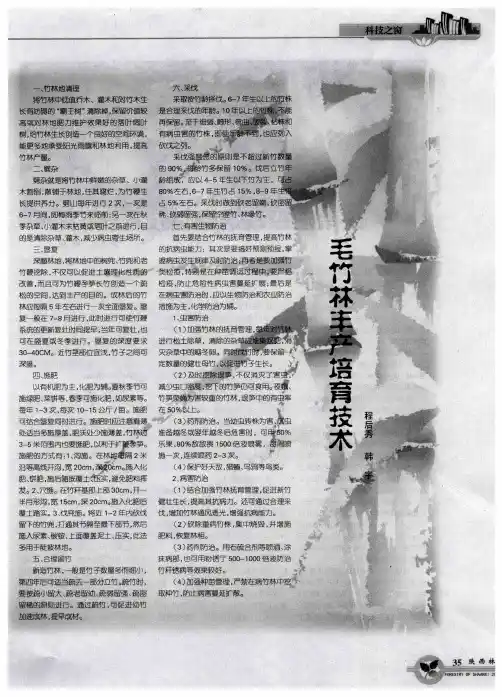 毛竹林丰产培育技术