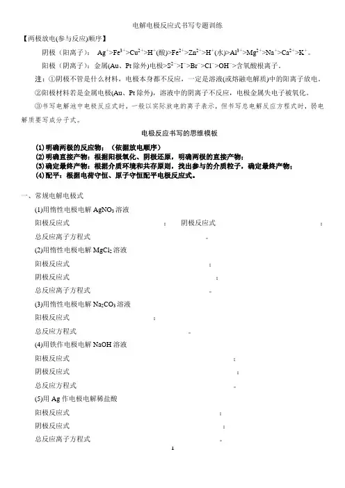 电解电极式的书写 专题