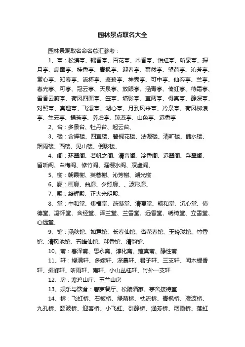 园林景点取名大全