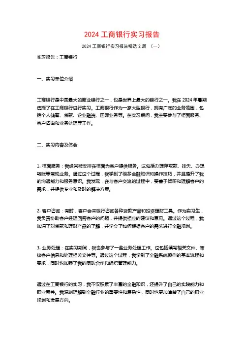 2024工商银行实习报告2篇