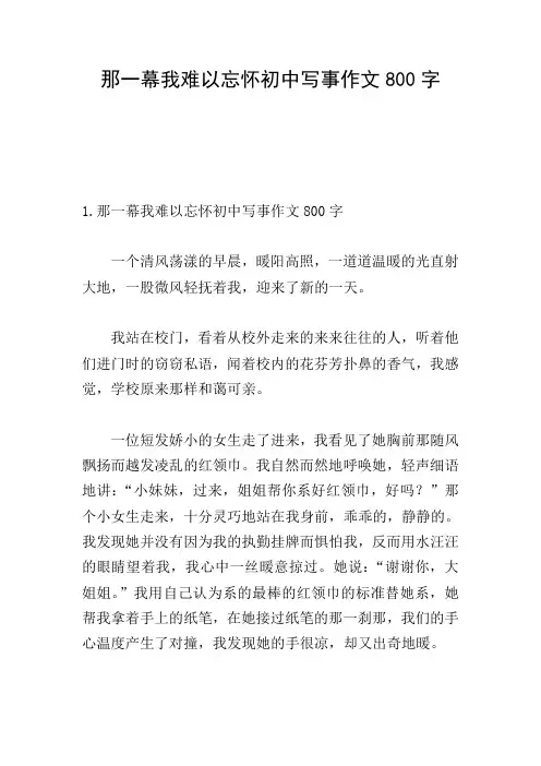 那一幕我难以忘怀初中写事作文800字