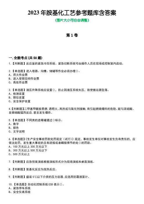 2023年胺基化工艺参考题库含答案_3