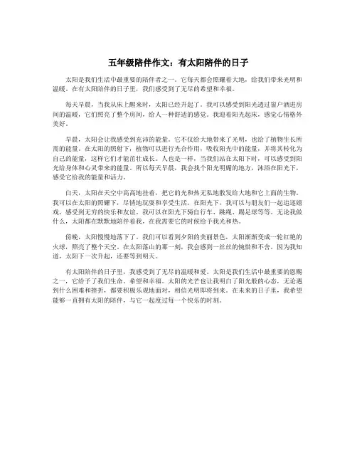 五年级陪伴作文：有太阳陪伴的日子