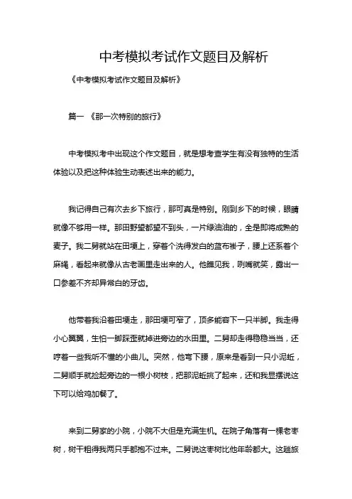 中考模拟考试作文题目及解析