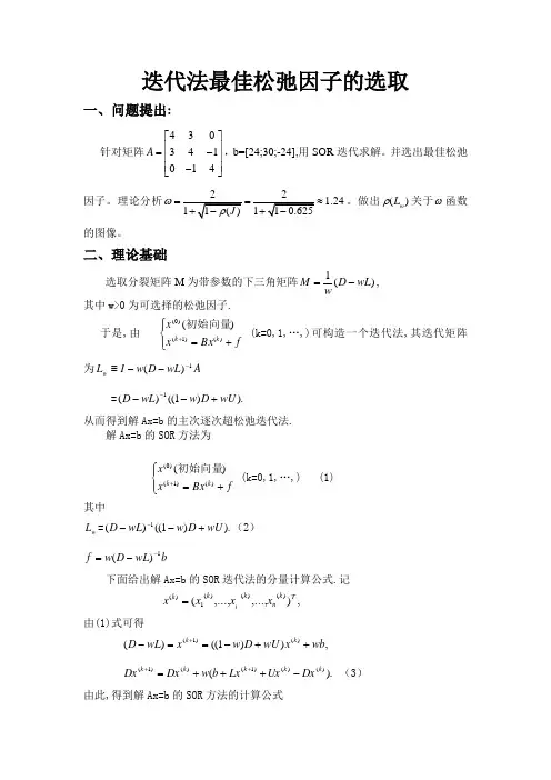 MATLAB实现迭代法最佳松弛因子的选取