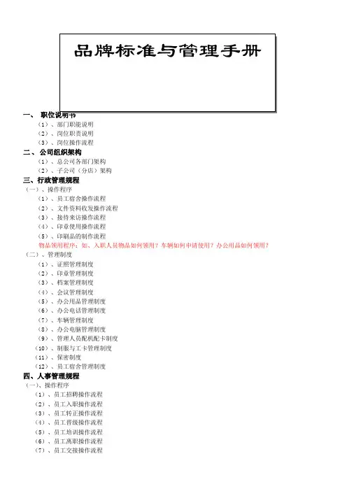 品牌标准与标准管理手册