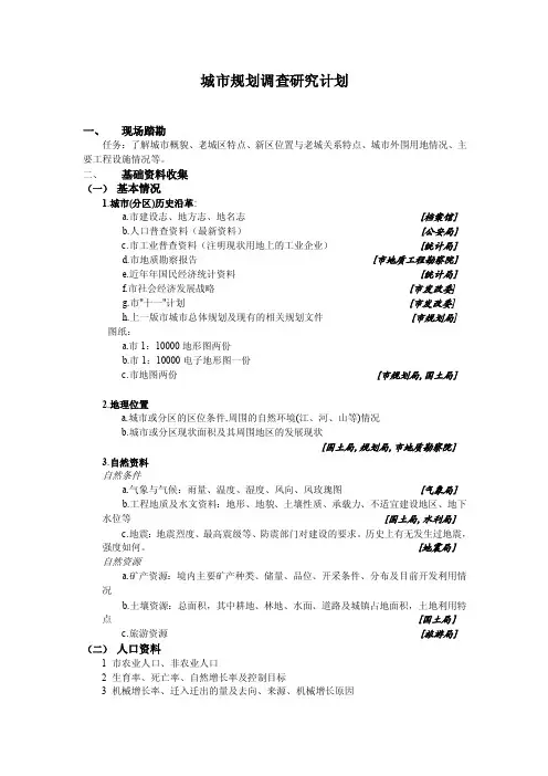 城市规划调查研究计划【最新】