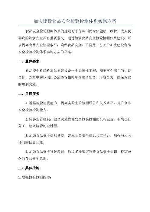 加快建设食品安全检验检测体系实施方案