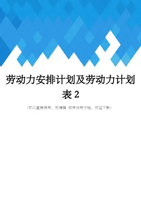 劳动力安排计划及劳动力计划表2完整