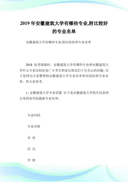 安徽建筑大学有哪些专业,附比较好的专业名单.doc