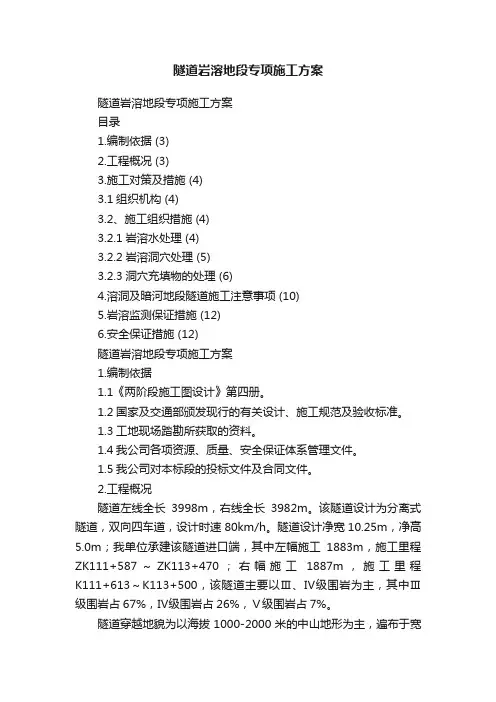 隧道岩溶地段专项施工方案