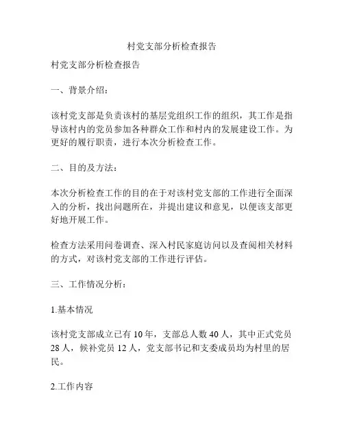 村党支部分析检查报告