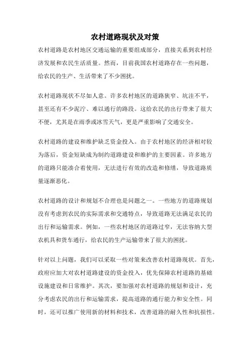 农村道路现状及对策