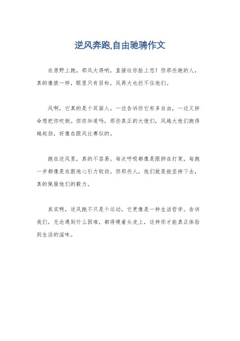 逆风奔跑,自由驰骋作文