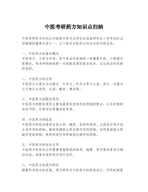 中医考研药方知识点归纳