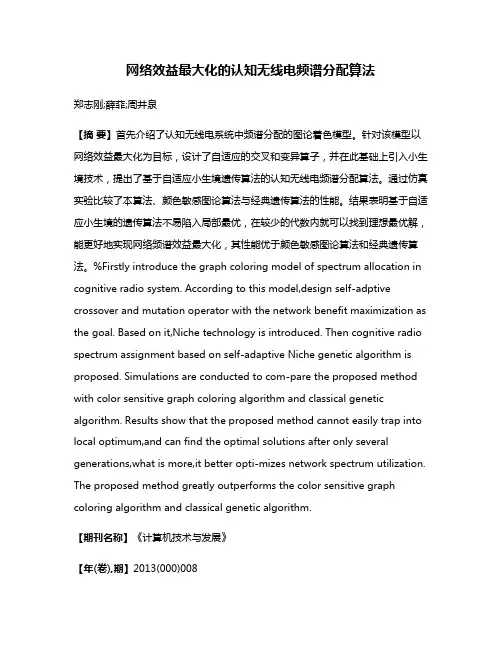 网络效益最大化的认知无线电频谱分配算法