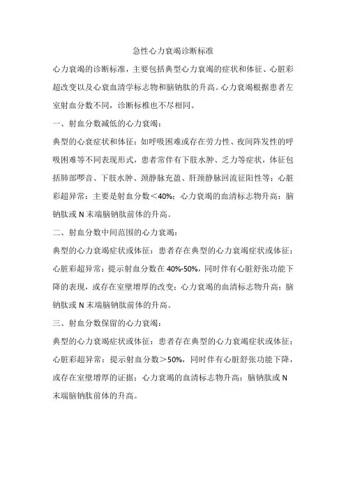 急性心力衰竭诊断标准