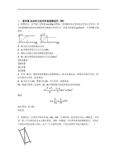 人教版物理高一上册 运动和力的关系单元复习练习(Word版 含答案)