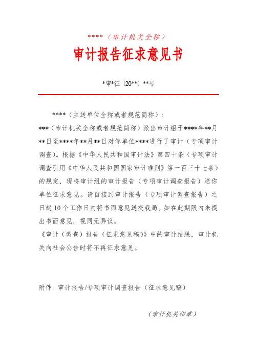 审计文书格式