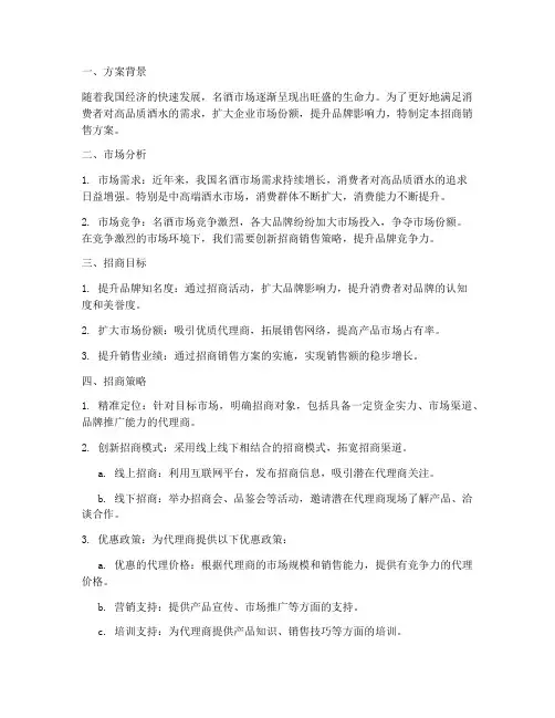名酒招商销售方案范文