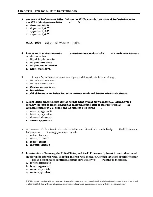 国际财务管理作业Chapter 4 - Test Bank