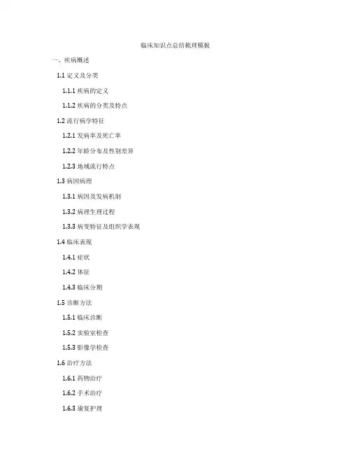 临床知识点总结梳理模板