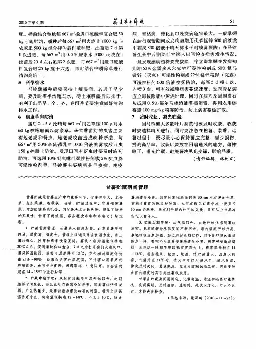 甘薯贮藏期间管理