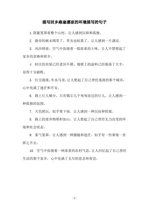 描写回乡路途凄凉的环境描写的句子