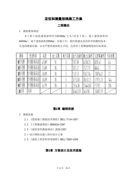 定位和测量放线施工与方案