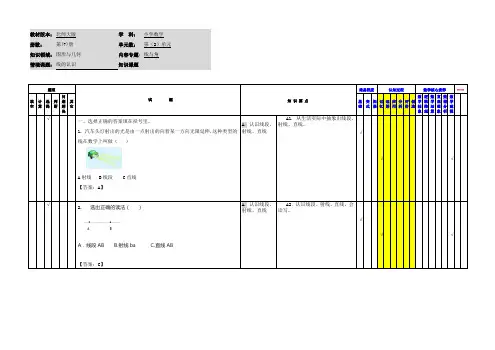 小学数学四年级上册第二单元《线的认识》应用作业