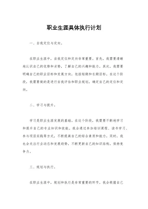 职业生涯具体执行计划