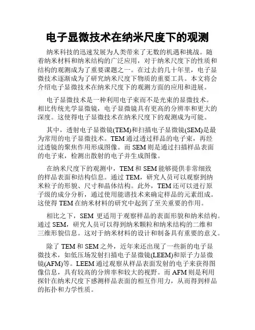 电子显微技术在纳米尺度下的观测