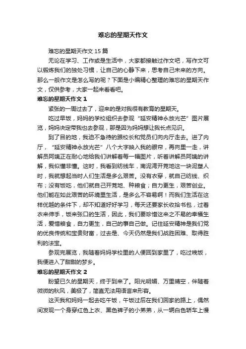 难忘的星期天作文