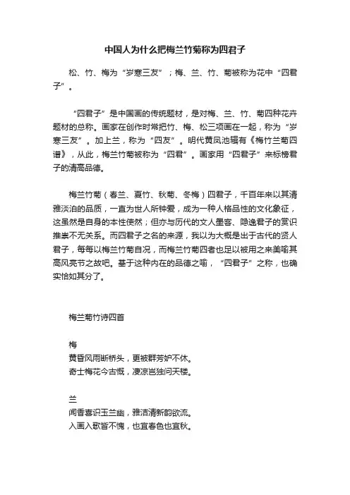 中国人为什么把梅兰竹菊称为四君子