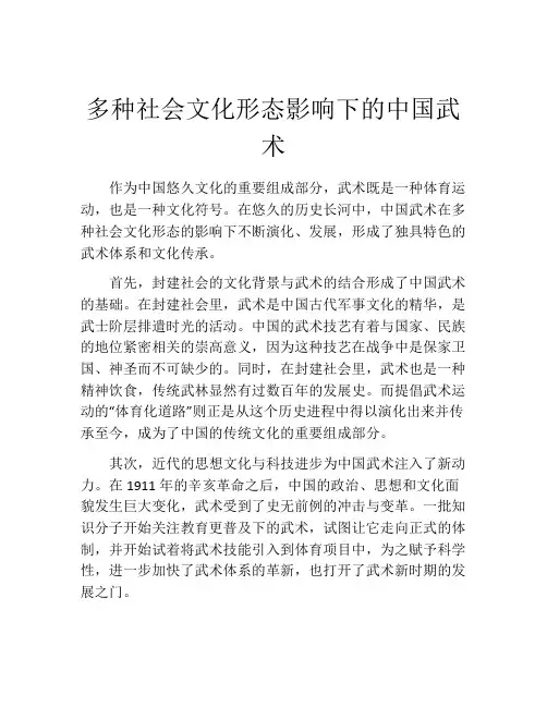 多种社会文化形态影响下的中国武术