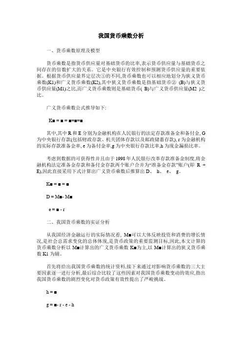我国货币乘数分析