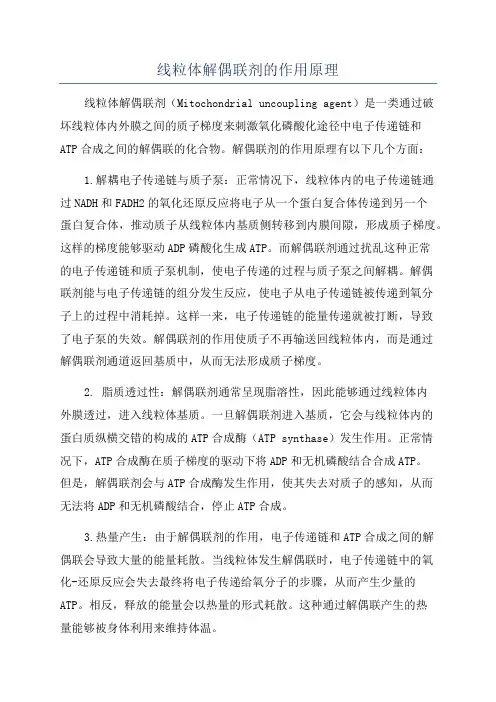 线粒体解偶联剂的作用原理