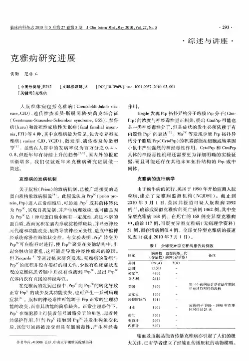 克雅病研究进展
