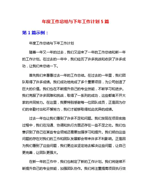年度工作总结与下年工作计划5篇