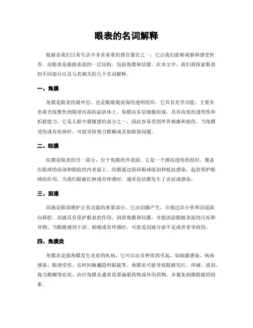 眼表的名词解释