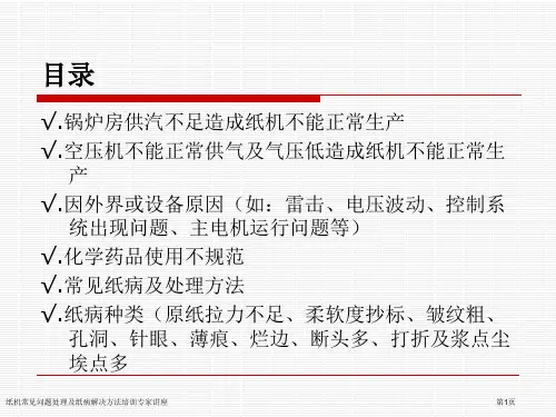 纸机常见问题处理及纸病解决方法培训专家讲座