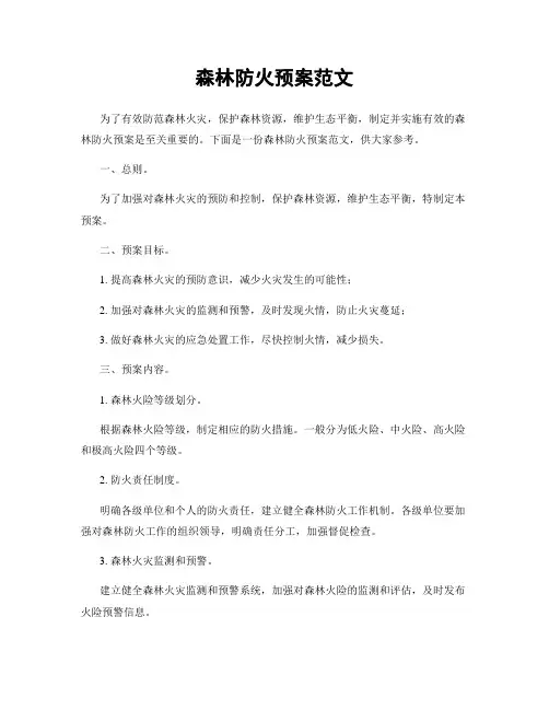 森林防火预案范文