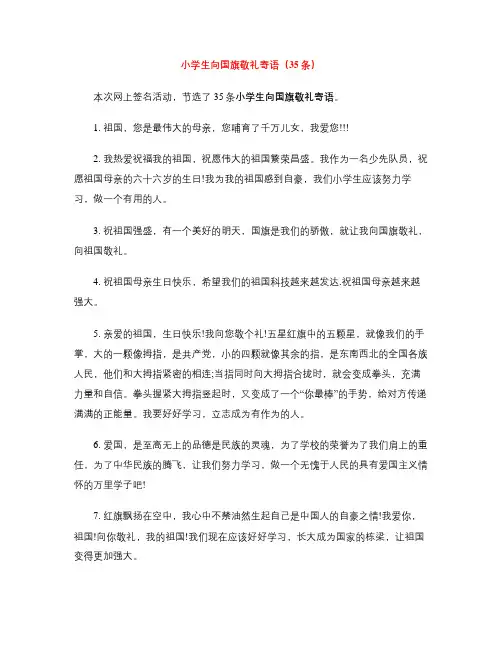 小学生向国旗敬礼寄语(35条)
