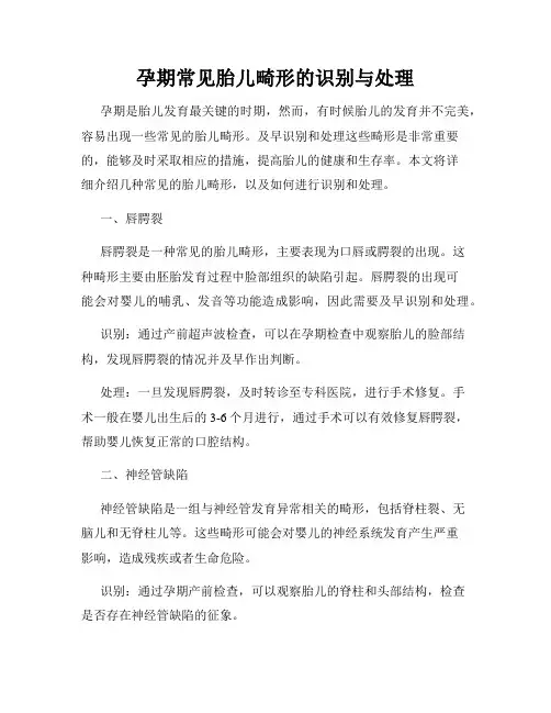 孕期常见胎儿畸形的识别与处理