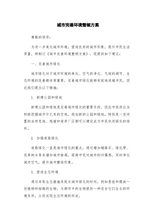 城市完善环境整顿方案