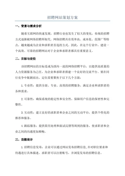 招聘网站策划方案