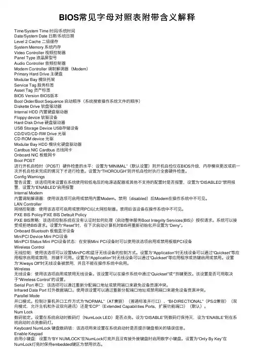 BIOS常见字母对照表附带含义解释