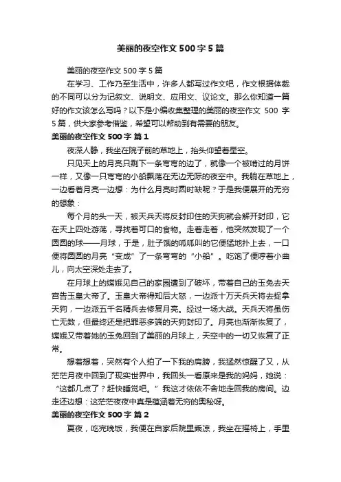 美丽的夜空作文500字5篇