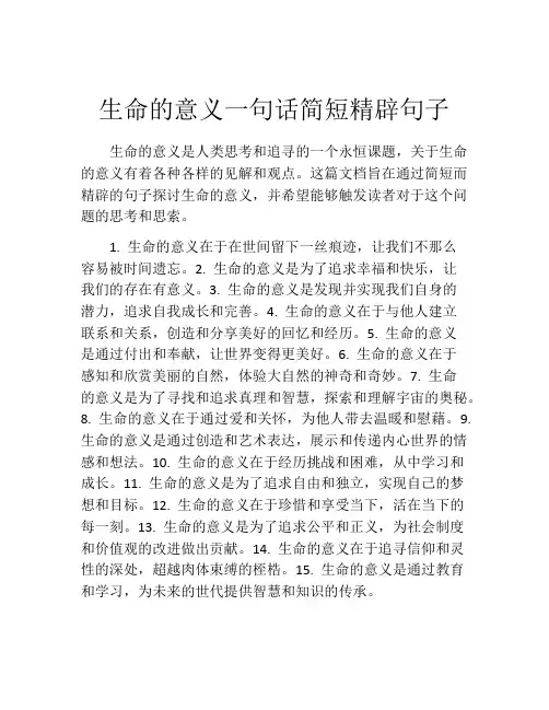 生命的意义一句话简短精辟句子
