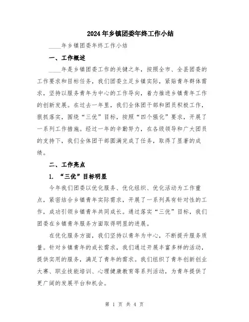 2024年乡镇团委年终工作小结